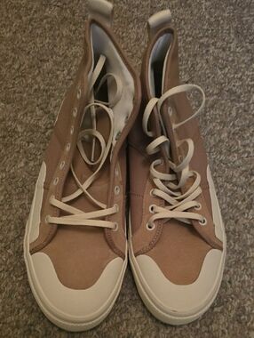 Men's Tan Canvas High-Top Sneakers - Casual Lace-Up